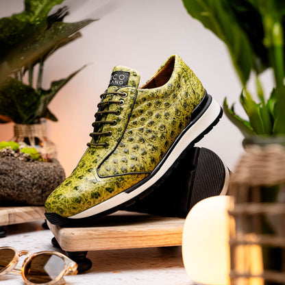 Marco Di Milano Scanno Antique Green Ostrich Fashion Sneakers