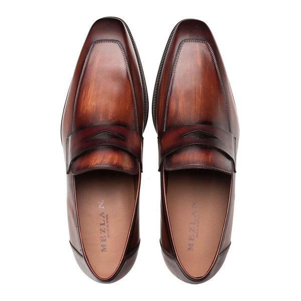 Mezlan Avenue Rubber Sole Penny Cognac/Rust Men’s Loafer Shoes