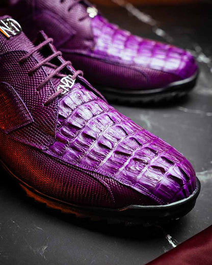 Marco Di Milano Crater Caiman & Lizard Sneaker - Purple