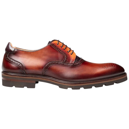 Mezlan Birch Two-Tone Lug Sole Derby - Men's Cognac Rust/Purple Medallion Derby