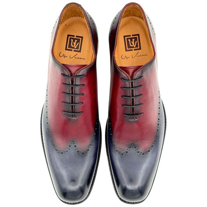 Ugo Vasare Williams Goodyear Welt Wholecut Toe Burgundy Grey Dress Shoes