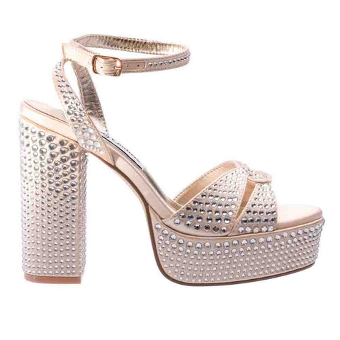 Lady Couture DOLL Champagne Rhinestone Platform Sandal with 4.5" Heel