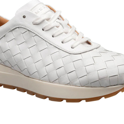 Mezlan of Spain Men’s Concha Woven Calfskin White Round Toe Luxury Sneaker