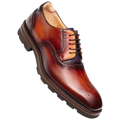 Mezlan Birch Two-Tone Lug Sole Derby - Men's Cognac Rust/Purple Medallion Derby
