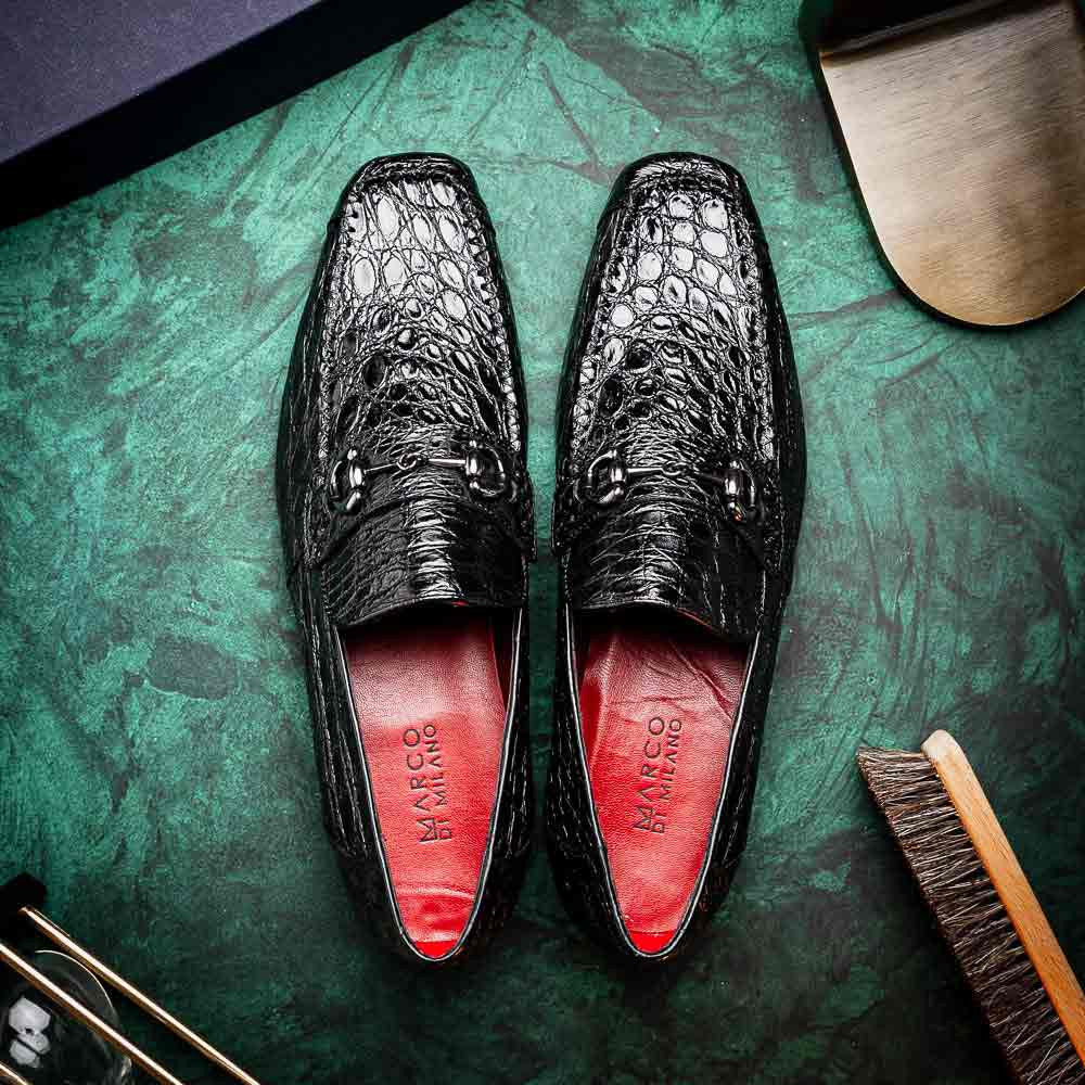 Landro Men’s Genuine Caiman Skin Moc Toe Bit Loafers | Marco Di Milano