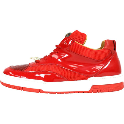 Mauri Breeze Men's Red Exotic Crocodile / Fabric / Patent Leather Casual Sneaker