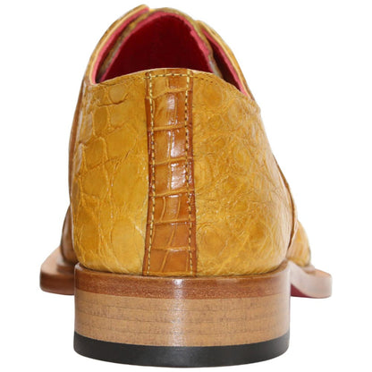 Genuine Alligator & Lizard Skin KINGSTON Yellow Trendy Derby Shoes by Fennix of Italy