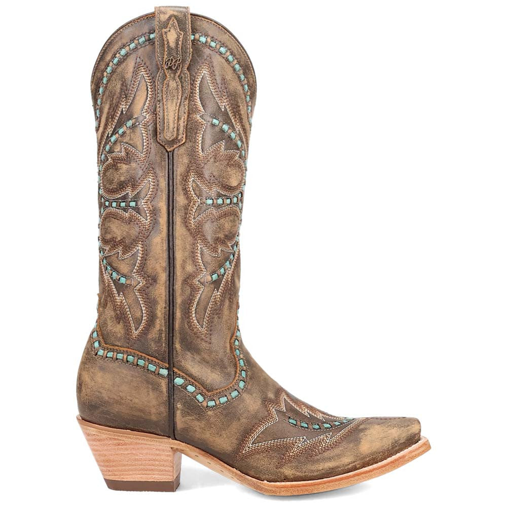 Dan Post Mesa Honey Leather Snip Toe Western Cowgirl Boots