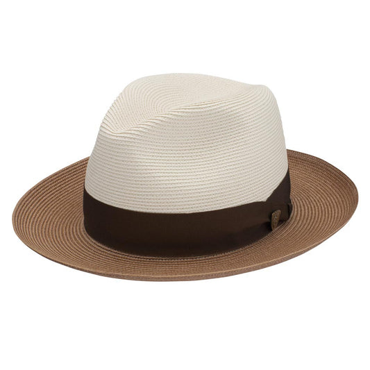 Dobbs Toledo Milan Straw Hat in Beige/Cognac