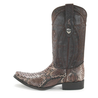 Wild West Rustic Brown Python Snip Toe Boots