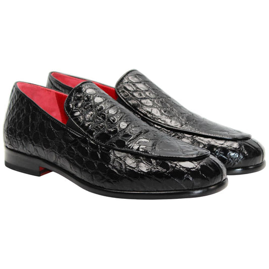 Fennix of Italy Genuine Alligator Skin EASTON Black Trendy Loafers (US Men Size)