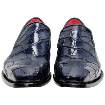 Fennix of Italy Genuine Alligator Skin DUSTIN Navy Trendy Loafers (USA Men Size)