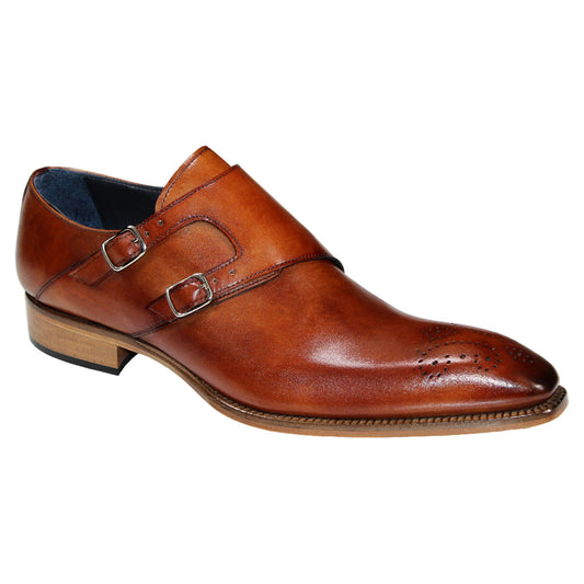 Duca Vergato Brandy Genuine Italian Calfskin Double Monk Strap Loafer Shoes