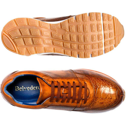 Belvedere Todd Antique Brandy Ostrich Men's Casual Sneakers