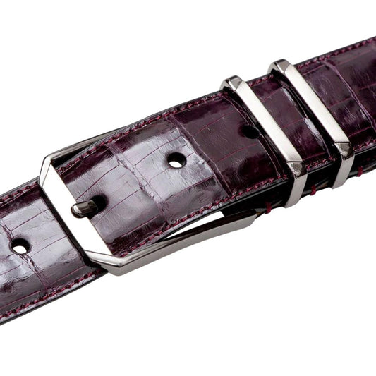 Mezlan Men's Genuine Crocodile Belt Burgundy