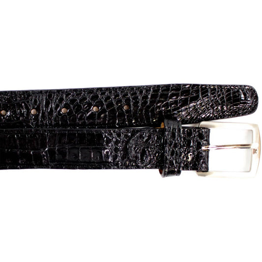 Belvedere Men's Black Crocodile Belt