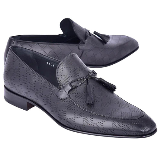 Corrente Men’s Black Almond Toe Tassel Loafer