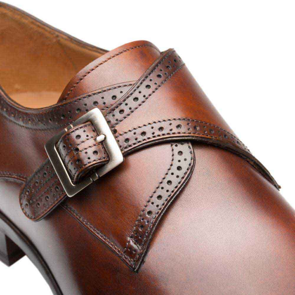 Mezlan Men's Forest Wing Tip Monk Strap in Cognac