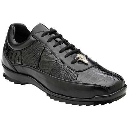 Belvedere Men’s Genuine American Alligator and Calf Black Sneaker - Coda