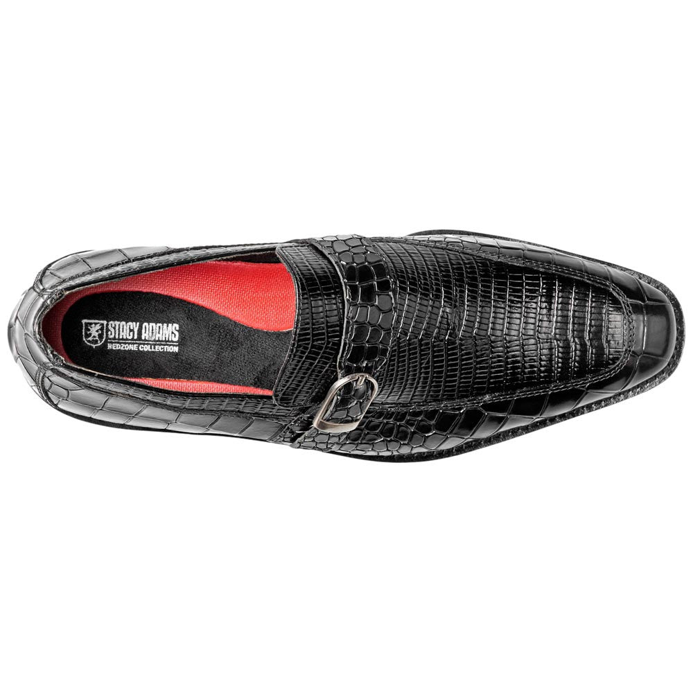 Stacy Adams Rubiano Moc Toe Buckle Strap Slip-On - Black