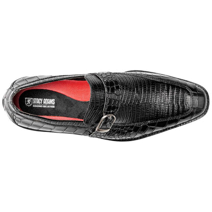 Stacy Adams Rubiano Moc Toe Buckle Strap Slip-On - Black