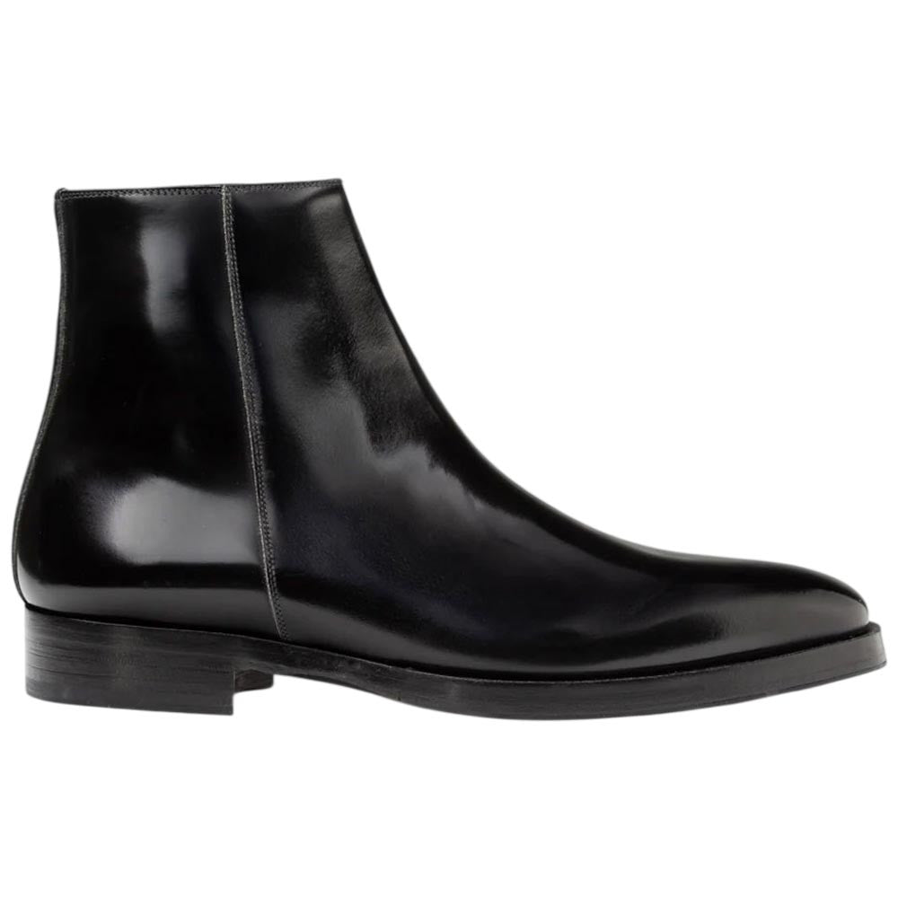 Mezlan Alta Men's Black Hi-Shine Calfskin Ankle Boot - Handmade in Spain