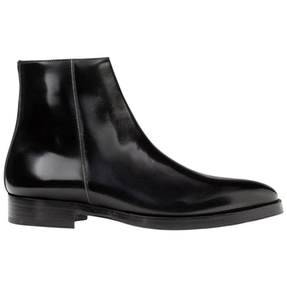 Mezlan Alta Men's Black Hi-Shine Calfskin Ankle Boot - Handmade in Spain