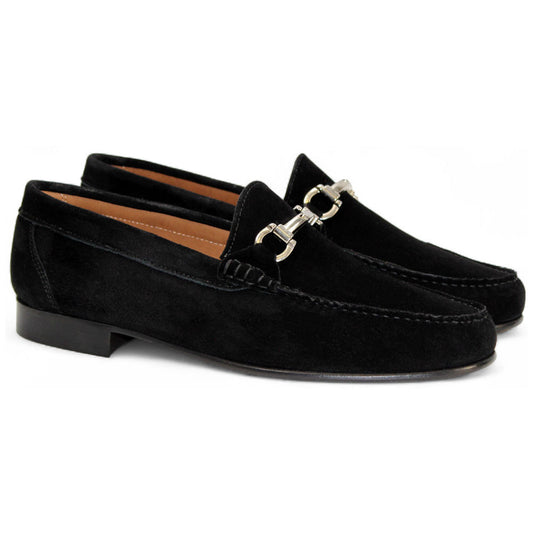 Termoli Black Suede Leather Slip On | Duca Dress Loafers for Men