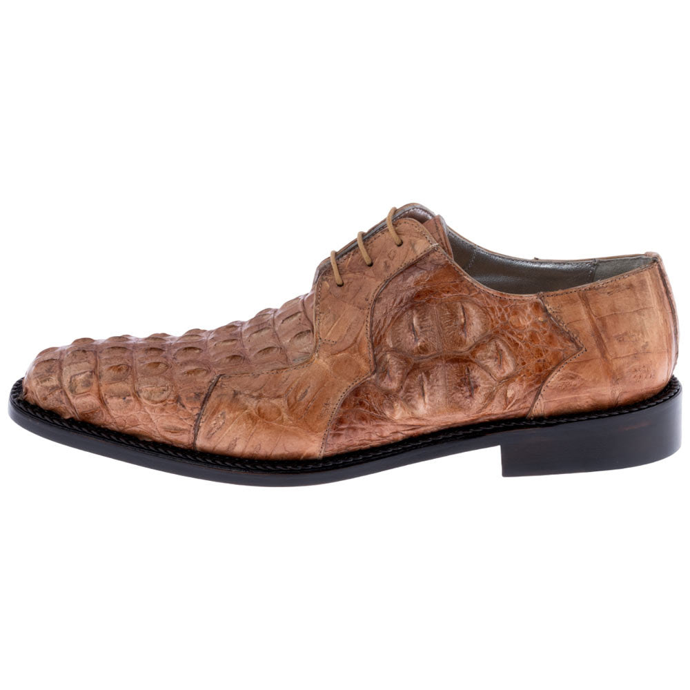 MAURI Shoes Men’s Pitti Derby Cognac Hornback & Baby Crocodile Leather Luxury Dress Shoes