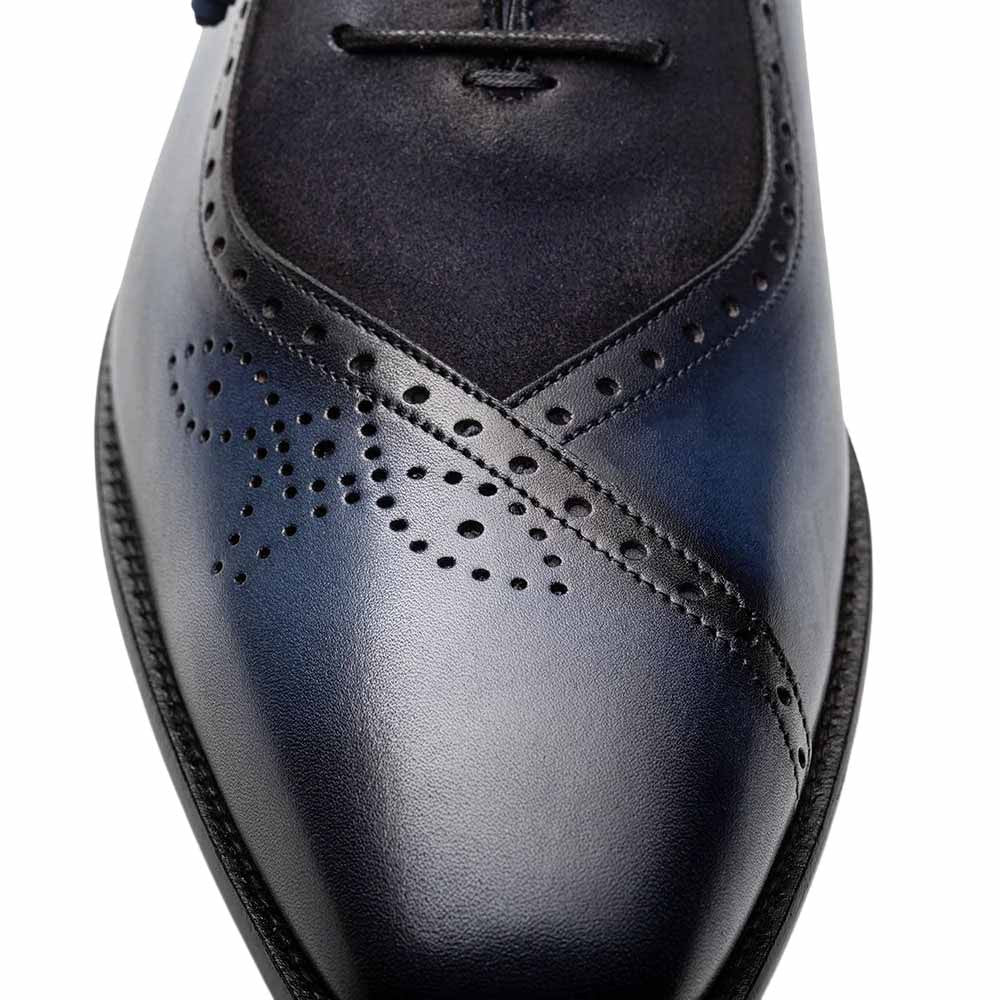 Mezlan Eagle Calf/Suede Oxford - Men's Blue/Navy Multi-Toned Oxford