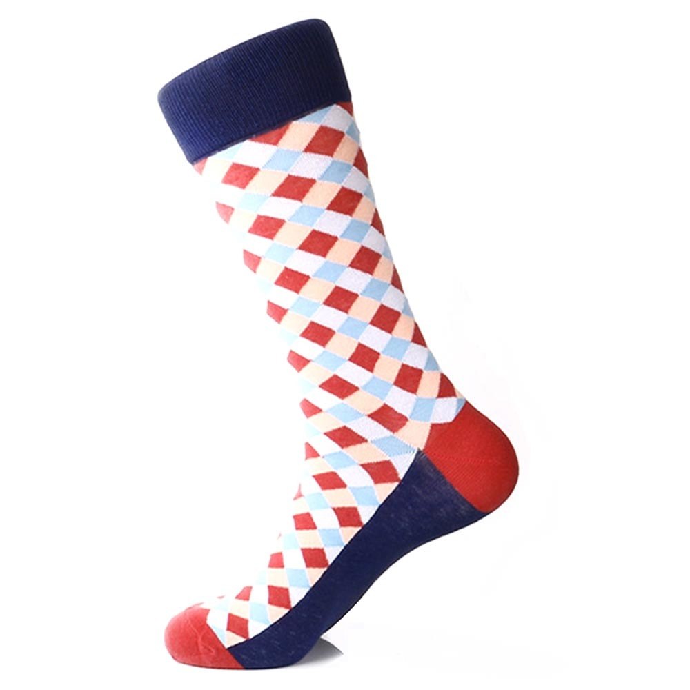 Steven Land Blue Multi Diamond Printed Pattern Men's Socks