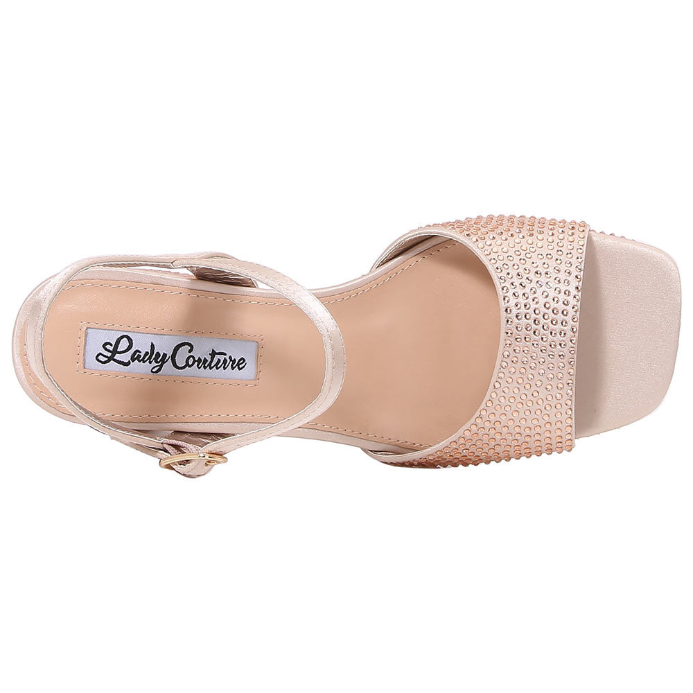 Lady Couture Judy 3” Block Heel Sandals in Champagne