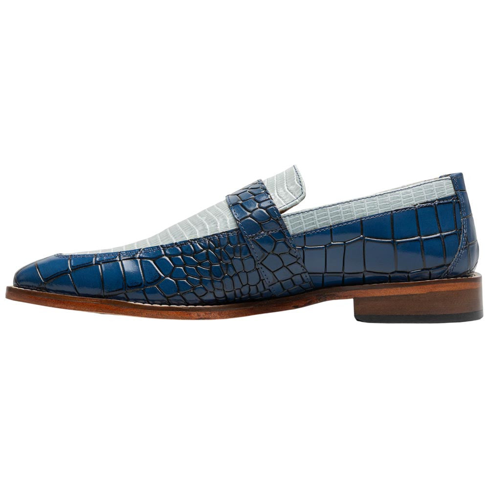 Stacy Adams Rubiano Moc Toe Buckle Strap Slip-On - Dark Blue Multi