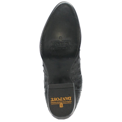 Dan Post Tempe Black Full Quill Ostrich Round Toe Western Cowboy Boots