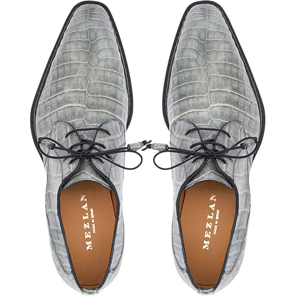 Mezlan Men's Cratos Exotic Crocodile Derby in Pearl Grey