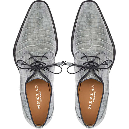 Mezlan Men's Cratos Exotic Crocodile Derby in Pearl Grey