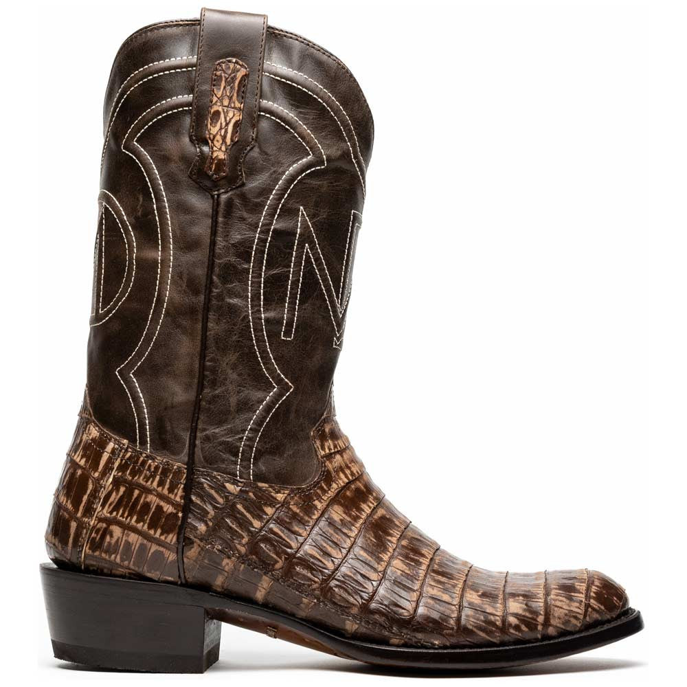 Phoenix Genuine Caiman Belly Skin Stone Brown Cowboy Boot | Marco Di Milano Western Boots