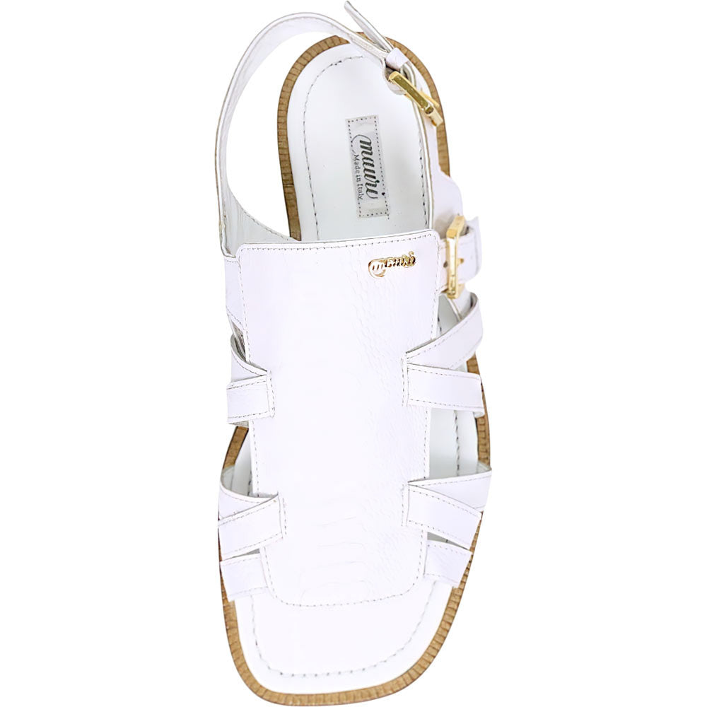 Mauri Antigua Men's White Exotic Ostrich Leg Sandal