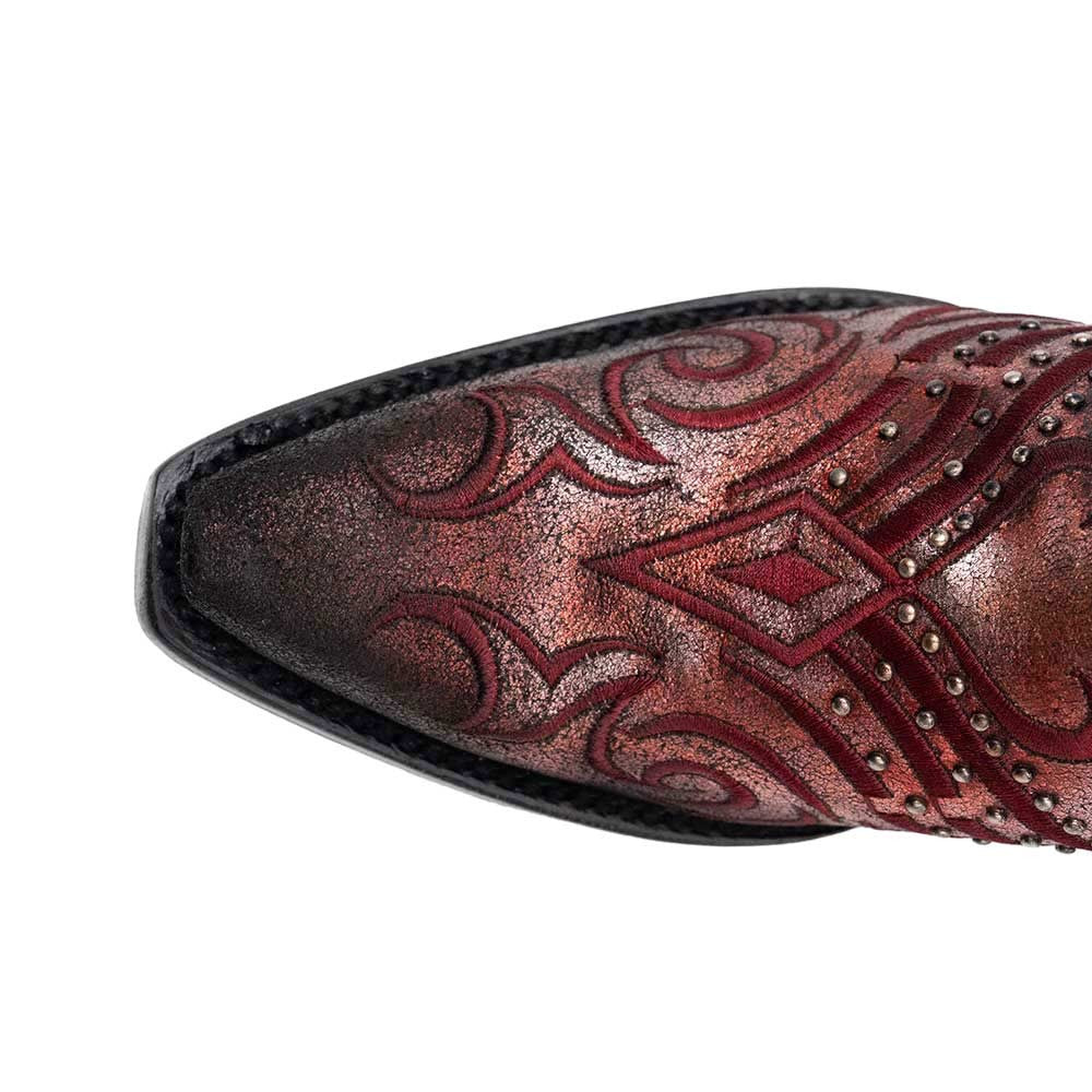 Ferrini Masquerade Red Metallic Full Grain Leather Snipped Toe Boots