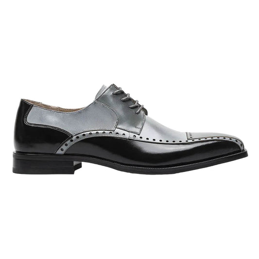 Stacy Adams PLAZA Black/Gray Modified Cap Toe Oxford Shoes
