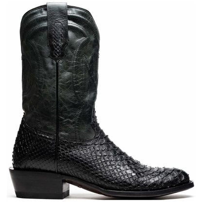 Kansas Genuine Python Skin Black Cowboy Boot | Marco Di Milano Western Boots