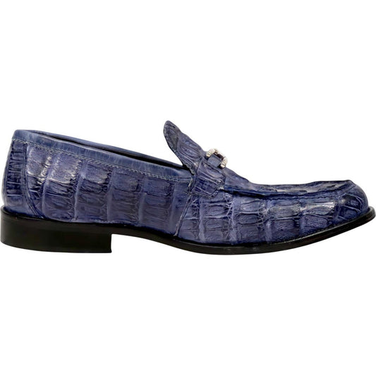 Mauri Chapel Men's Wonder Blue Exotic Hornback / Nappa Leather Horsebit Split-Toe Loafer