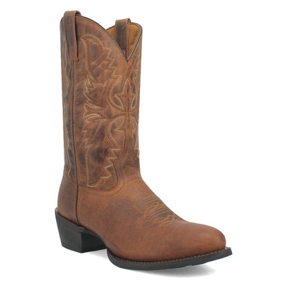 Laredo Birchwood Tan Leather Mid Round Toe Western Cowboy Boot (US Men Size)