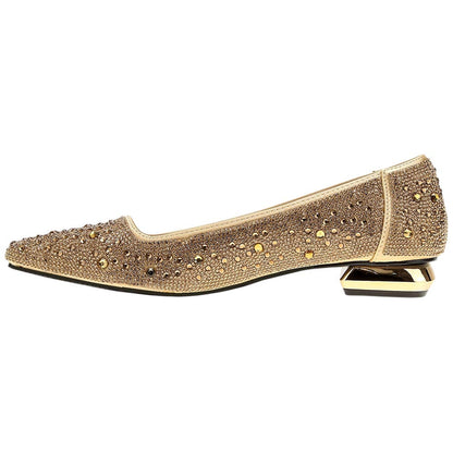 Lady Couture Fever Women's Gold Rhinestone Crystal Pointed Toe Dress Shoes