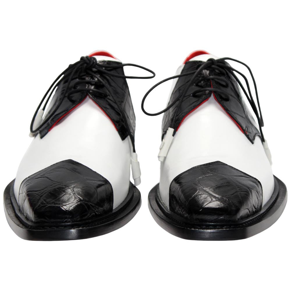 Fennix of Italy Genuine Alligator Skin LANDON 2 Black/White Shoes (US Men Size)