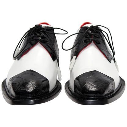 Fennix of Italy Genuine Alligator Skin LANDON 2 Black/White Shoes (US Men Size)