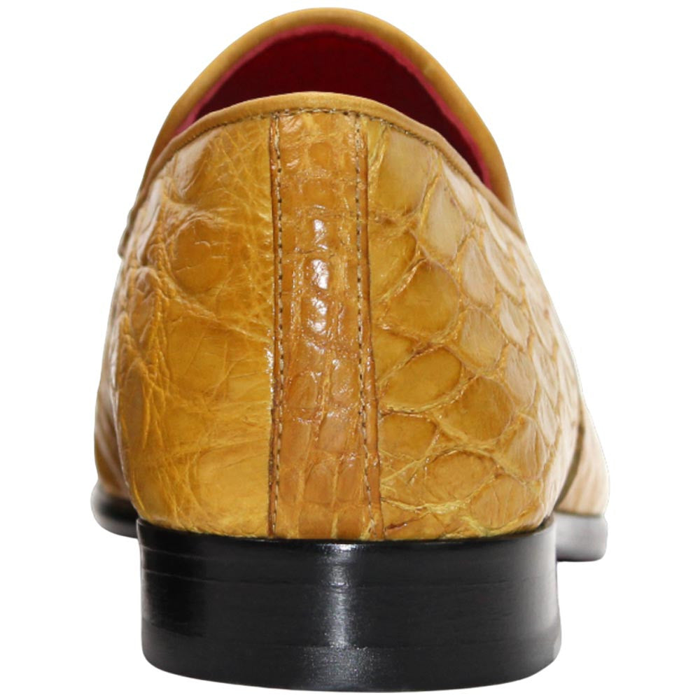 Fennix of Italy Genuine Alligator Skin EASTON Mustard Trendy Loafer(US Men Size)