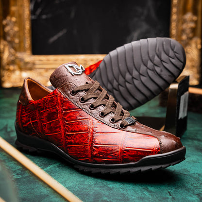 Marco Di Milano SAULO Alligator/Ostrich Cognac Fashion Sneakers