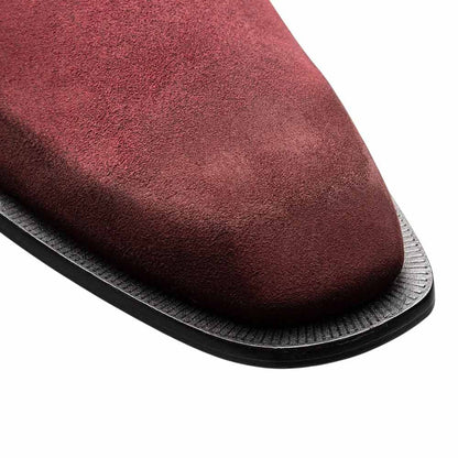 Mezlan Mystic Suede Ornament Boot - Men's Wine Asymmetric Ankle Dress Boot