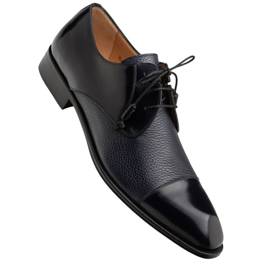 Capello Hi-Shine/Calf Blue Cap Toe Derby | Mezlan Dress Shoes for Men